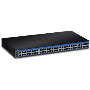 TRENDnet TEG-524WS 52-Port Managed Gigabit Ethernet Switch, 4x shared Gigabit ports (RJ-45 or SFP), rack mountable